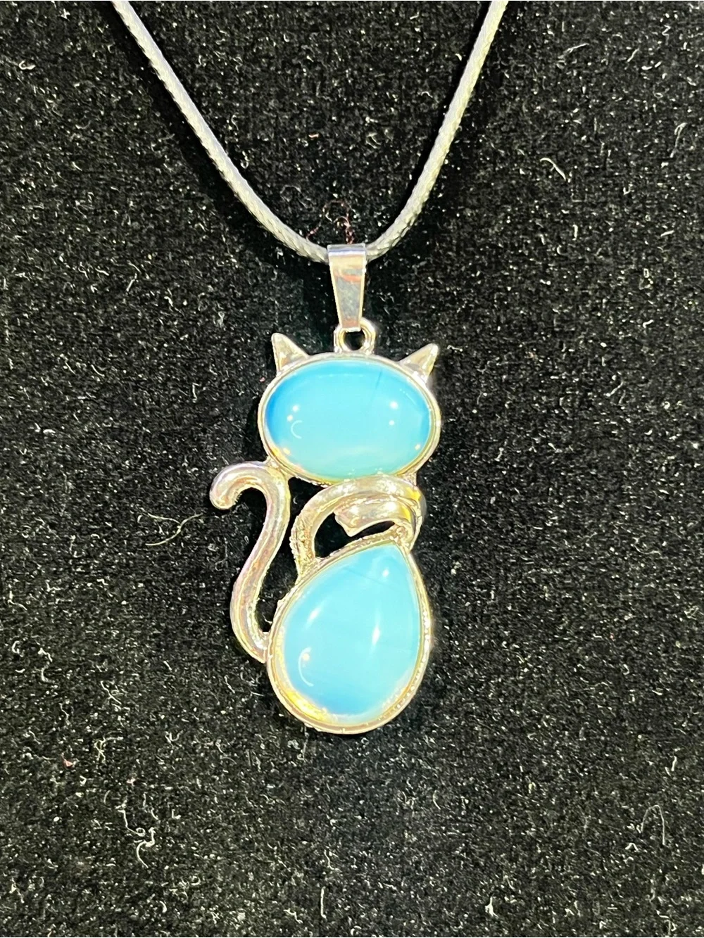 Blue Cat Opalite Pendant Necklace - Stylish Cat Jewelry